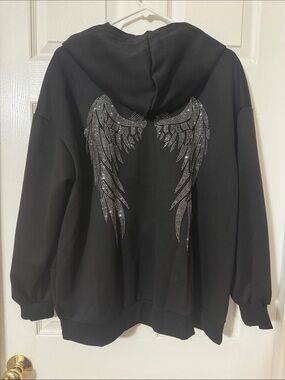 Black Hooded Zip Up Sweatshirt - Size 1X